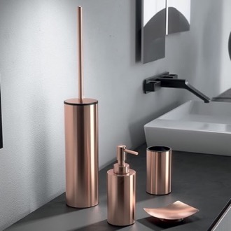 Bathroom Accessory Set Rose Gold Finish Four Piece Bathroom Accessory Set Gedy EE100-15