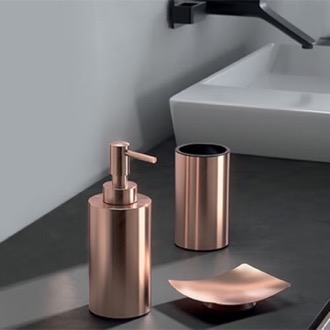 Bathroom Accessory Set Rose Gold Finish Three Piece Bathroom Accessory Set Gedy EE200-15