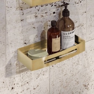 Shower Basket Wall Mounted Matte Gold Shower Basket Gedy 2417-88