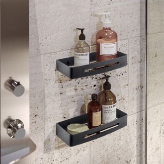 Shower Basket Set of Matte Black Shower Baskets Gedy 2417B-14
