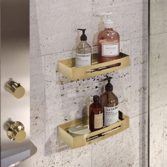 Shower Basket Set of Matte Gold Shower Baskets Gedy 2417B-88