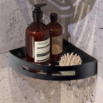 Shower Basket Matte Black Corner Shower Basket Gedy 2479-14