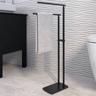 Towel Stand Double Towel Rack, Floor Standing, Matte Black Gedy 7331-14