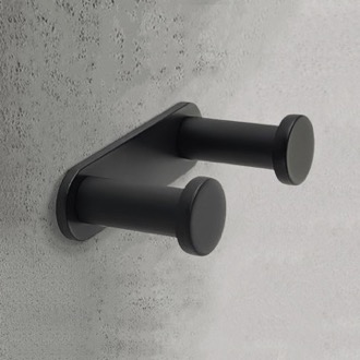 Bathroom Hook Double Bathroom Hook, Round, Matte Black, Brass Gedy A226-14