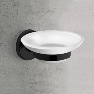 Soap Dish Wall Mounted Frosted Glass Soap Dish, Matte Black Mounting Gedy FE11-14