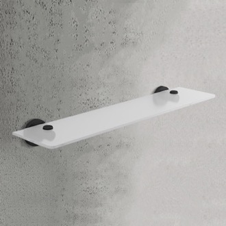 Bathroom Shelf 22 Inch Wall Mounted Frosted Glass Bathroom Shelf, Matte Black Gedy FE19-55-14