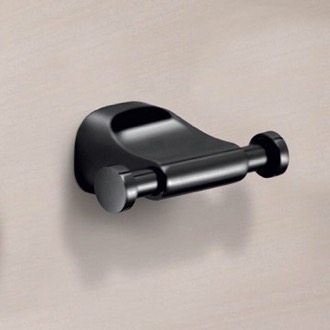 Bathroom Hook Modern Matte Black Wall Mounted Double Hook Gedy ST26-14
