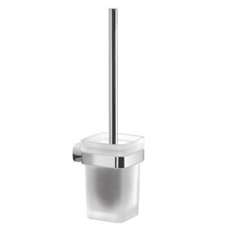 Toilet Brush Wall Mounted Frosted Glass Polished Chrome Toilet Brush Holder Gedy ST33-03-13