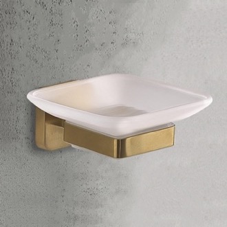 Soap Dish Wall Mounted Frosted Glass Soap Dish, Matte Gold Mounting Gedy TO11-88