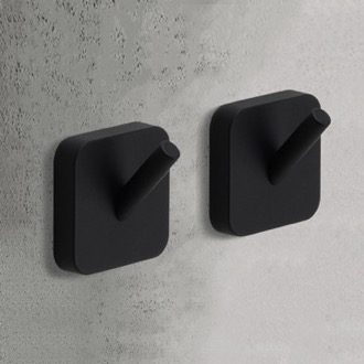 Bathroom Hook Pair of Bathroom Hooks, Modern, Matte Black Gedy TO27-14