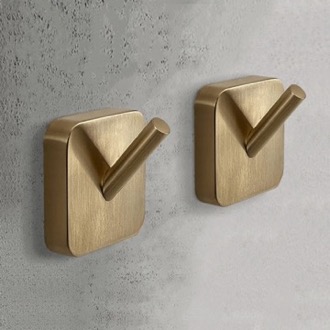 Bathroom Hook Pair of Bathroom Hooks, Modern, Matte Gold Gedy TO27-88