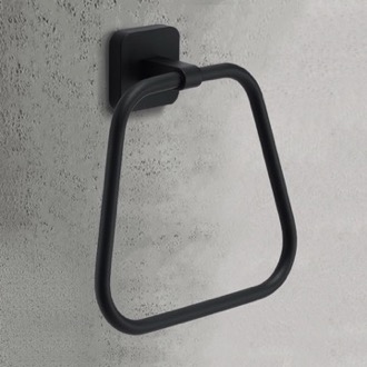 Towel Ring Matte Black Modern Towel Ring Gedy TO70-14