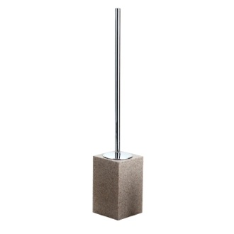 Toilet Brush Floor Standing Square Toiletbrush Holder in Natural Sand Finish Gedy OL33-03