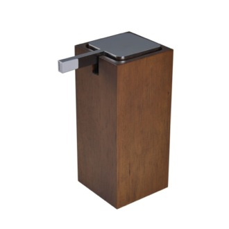 Soap Dispenser Tall Square Brown Soap Dispenser in Wood Gedy PA80-31