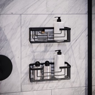 Shower Basket Set of Matte Black Shower Baskets Gedy 2419B-14