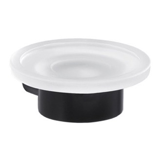 Soap Dish Wall Mount Frosted Glass Soap Dish With Matte Black Mount Gedy PI11-14