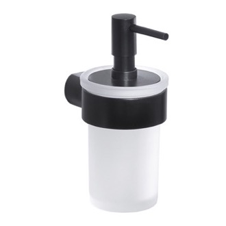 Soap Dispenser Wall Mount Frosted Glass Soap Dispenser With Matte Black Mount Gedy PI81-14
