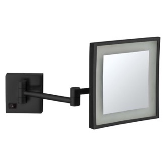 Makeup Mirror Black Wall Mounted LED Lighted 5x Magnifying Makeup Mirror, Square, Hardwired Nameeks AR7701-BLK-5x