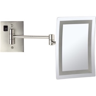 Makeup Mirror Wall Mounted LED Lighted 3x Magnifying Makeup Mirror in Satin Nickel, Rectangular, Hardwired Nameeks AR7702-SNI-3x