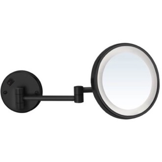 Makeup Mirror Black Wall Mounted LED Lighted 7x Magnifying Makeup Mirror, Round, Hardwired Nameeks AR7703-BLK-7x