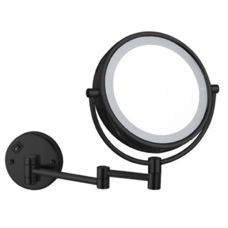 Makeup Mirror Black Wall Mounted LED Lighted 7x Magnifying Makeup Mirror, Round, Double Sided, Hardwired Nameeks AR7705-BLK-7x