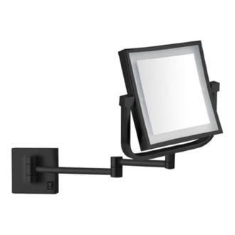 Makeup Mirror Black Wall Mounted LED Lighted 5x Magnifying Makeup Mirror, Square, Double Sided, Hardwired Nameeks AR7730-BLK-5x