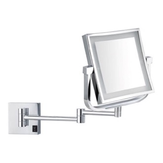 Makeup Mirror Wall Mounted LED Lighted 5x Magnifying Makeup Mirror in Chrome, Square, Double Sided, Hardwired Nameeks AR7730-CR-5x