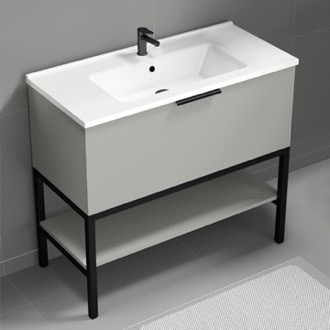 Bathroom Vanity Free Standing Bathroom Vanity and Shelf, Grey Mist, 40 Inch Nameeks BODRUM12