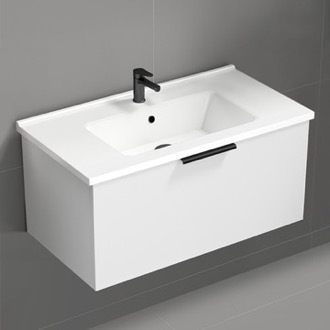 Bathroom Vanity White Bathroom Vanity, Floating, Modern, 34