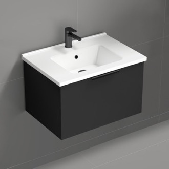 Bathroom Vanity Wall Mounted Small Black Bathroom Vanity, Modern, 26 Inch Nameeks BODRUM19