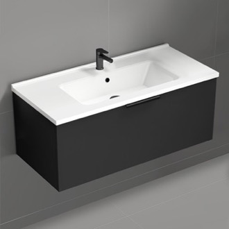 Bathroom Vanity Black Bathroom Vanity, Modern, Wall Mounted, 40