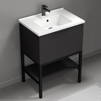 Bathroom Vanity Black Free Standing Bathroom Vanity and Shelf, 26 Inch Nameeks BODRUM7