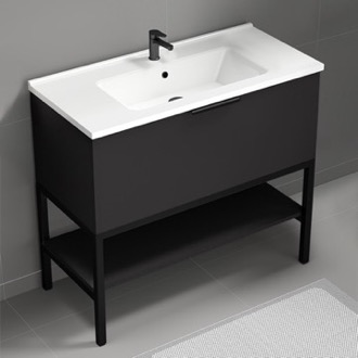 Bathroom Vanity Black Bathroom Vanity, Modern, Free Standing, 40
