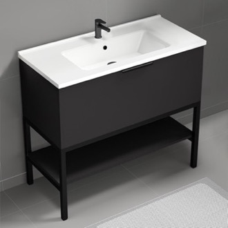 Bathroom Vanity Black Free Standing Bathroom Vanity and Shelf, 40 Inch Nameeks BODRUM9