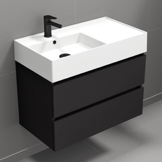 Bathroom Vanity Modern Bathroom Vanity, Black, Wall Mounted, 32 Inch Nameeks BLOCK19