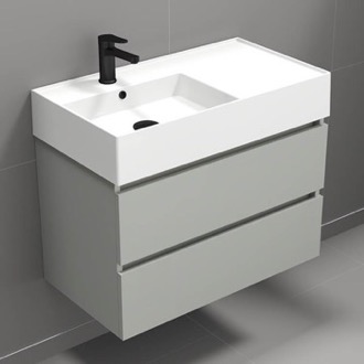 Bathroom Vanity Wall Mounted Bathroom Vanity, Modern, Grey Mist, 32 Inch Nameeks BLOCK20