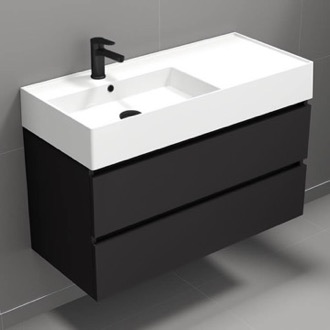 Bathroom Vanity Wall Mounted Black Bathroom Vanity, Modern, 40 Inch Nameeks BLOCK23