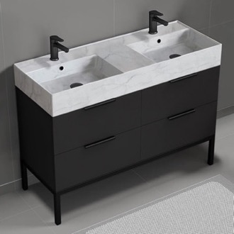 Bathroom Vanity Modern Black Double Bathroom Vanity, 48