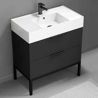 Bathroom Vanity Black Modern Bathroom Vanity, 32 Inch, Free Standing Nameeks DERIN14