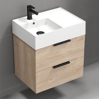 Bathroom Vanity Modern Vanity, Floating, Small, Brown Oak, 24 Inch Nameeks DERIN25
