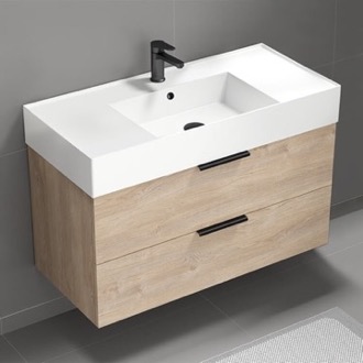 Bathroom Vanity Floating Bathroom Vanity, Modern, Brown Oak, 40 Inch Nameeks DERIN27
