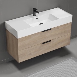 Bathroom Vanity 48 Inch Floating Bathroom Vanity, Modern, Brown Oak Nameeks DERIN28