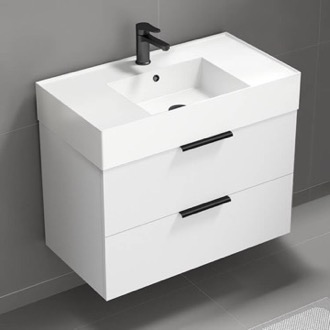 Bathroom Vanity Floating Bathroom Vanity, Modern, Glossy White, 32 Inch Nameeks DERIN32