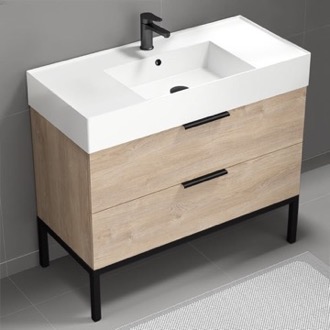 Bathroom Vanity Modern Bathroom Vanity, Brown Oak, 40 Inch, Free Standing Nameeks DERIN3