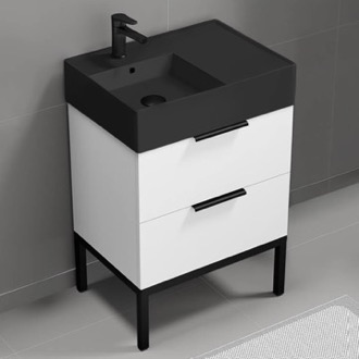 Bathroom Vanity Small Bathroom Vanity With Black Sink, Floor Standing, 24