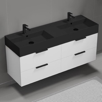 Bathroom Vanity Floating Double Bathroom Vanity, 56