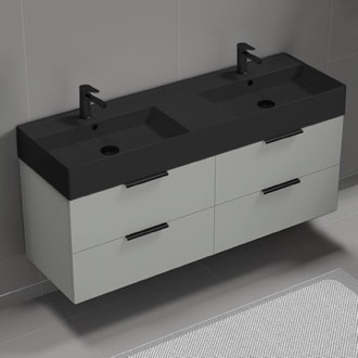 Bathroom Vanity Floating Double Bathroom Vanity, 56