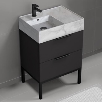 Bathroom Vanity Modern Bathroom Vanity With Marble Design Sink, Free Standing, 24