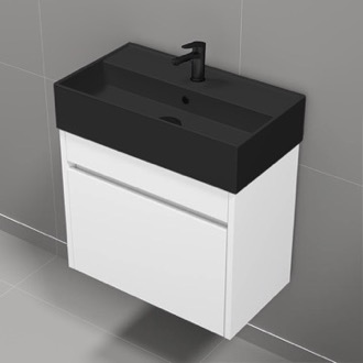 Bathroom Vanity Small Bathroom Vanity With Black Sink, Floating, Modern, 24