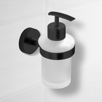 Soap Dispenser Soap Dispenser, Matte Black, Wall Mounted, Frosted Glass Nameeks NCB73